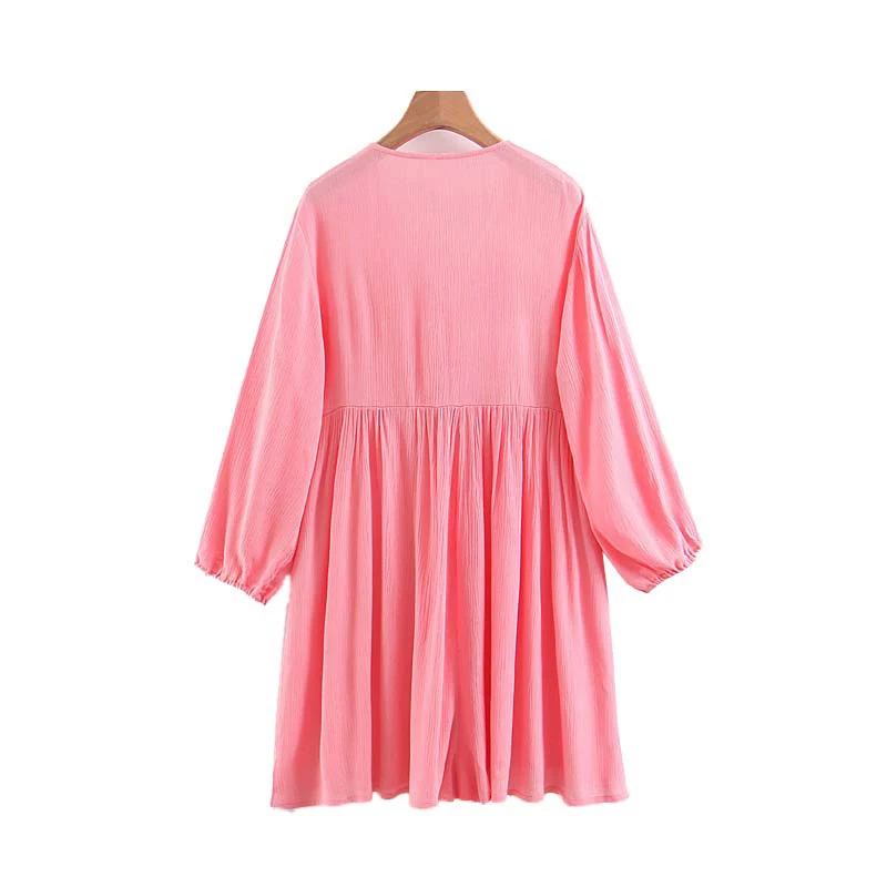 Женский однотонный комбинезон с v образным вырезом плиссированный пуговицами и