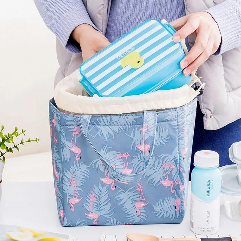 Портативная Термосумка для ланча в полоску с фламинго Теплоизоляционный Ланч