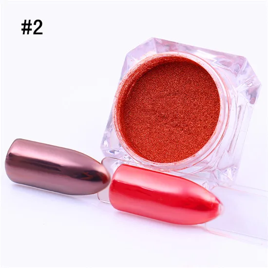 Color 2 2g розовый, золотистый, медный ногтей зеркало порошок Сияющий пыль ногтей Блестящий хромирующйи пигмент маникюрная пилка украшения искусства - Цвет: Color 2