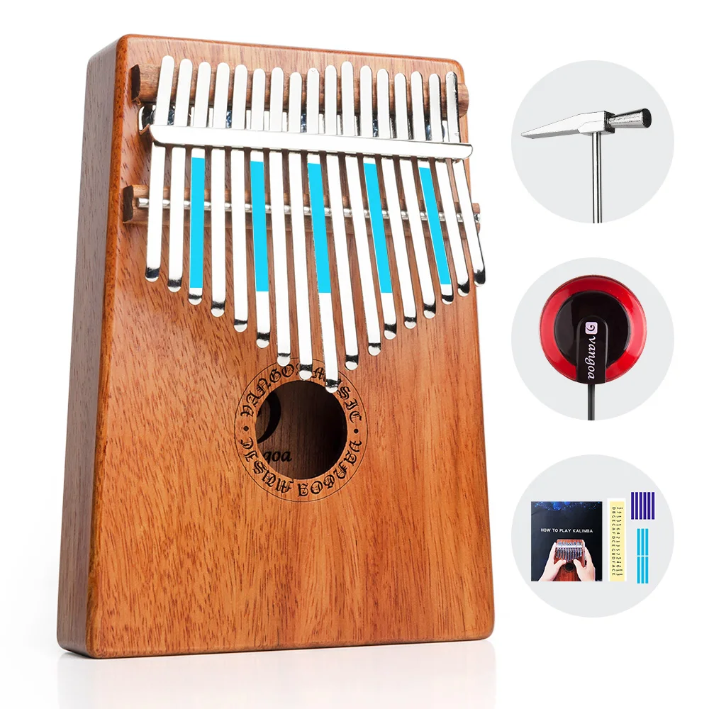 17 Keys Kalimba Mbira Thumb Piano Finger Mahogany Wood Rounded/ Square Edges with Pickup |