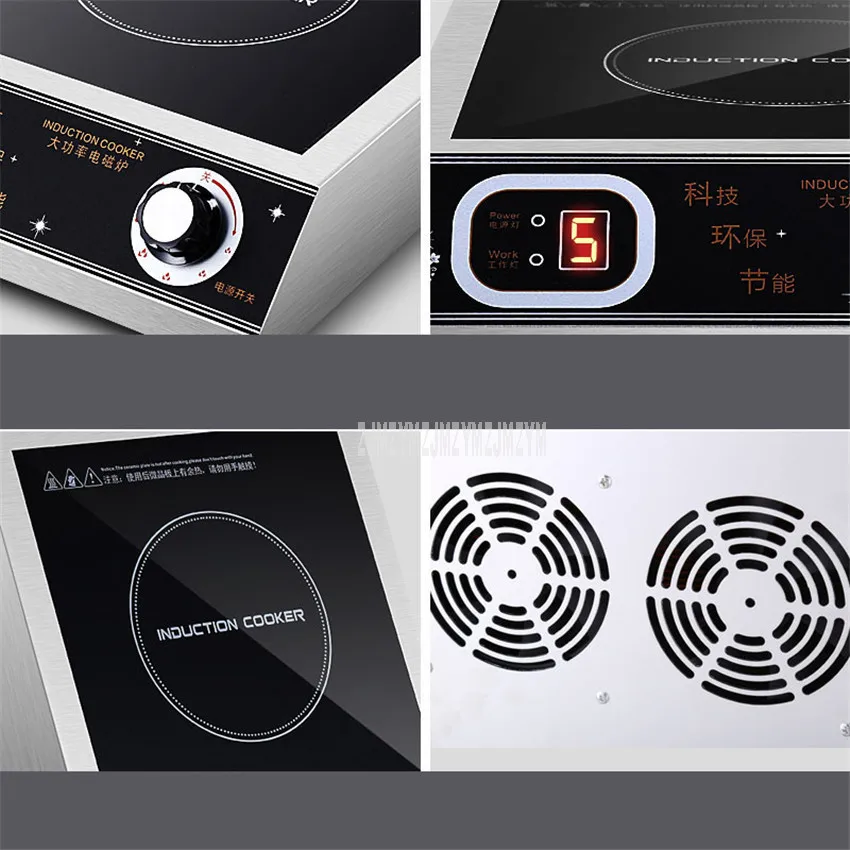 3500W High Power Commercial Electric Induction Cooker Stir-frying Electric Oven Plate Cooker Black Crystal Panel Cooktop SY3501
