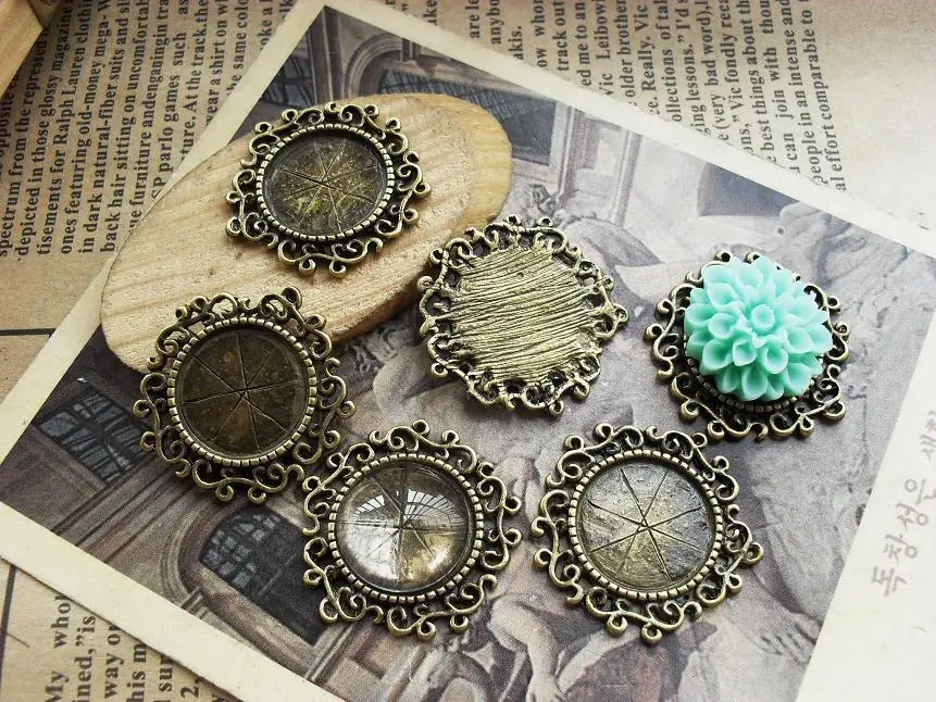 

60pcs 24mm stick 14mm Wholesale DIY accessories ancient bronze antique silver alloy base trays