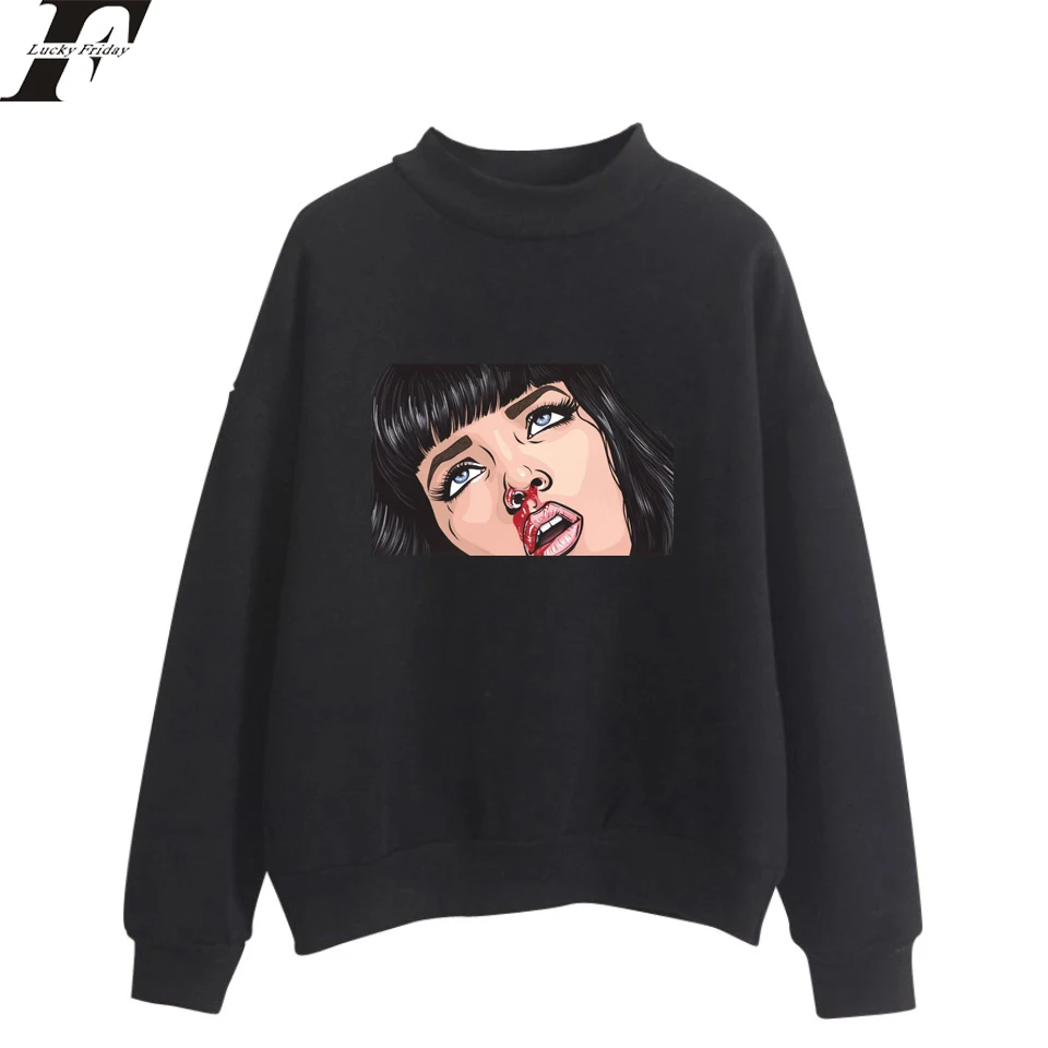 LUCKYFRIDAYF 2018 криминальная фантастика Mia Wallace большие водолазки Толстовки свитшоты