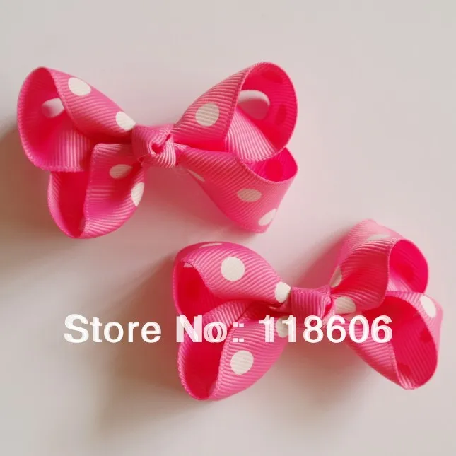 100pcs Free Shipping Cheap  P:ink Cute Polka Dots Bow Hair Pin