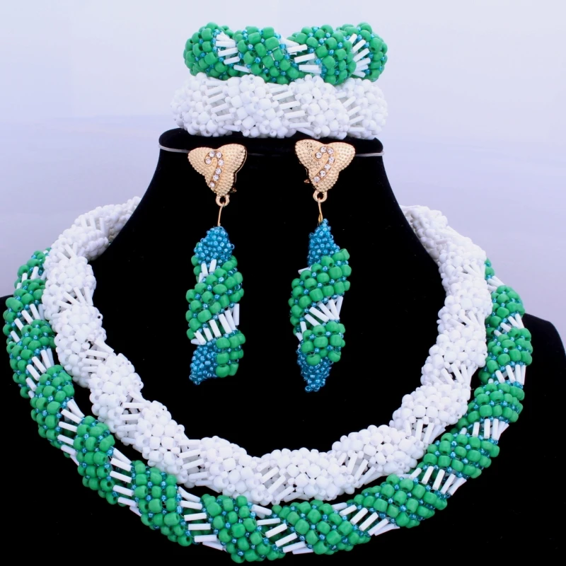 Модные многоцветные африканские бусы 2 слоя наборы свадебных ювелирных изделий