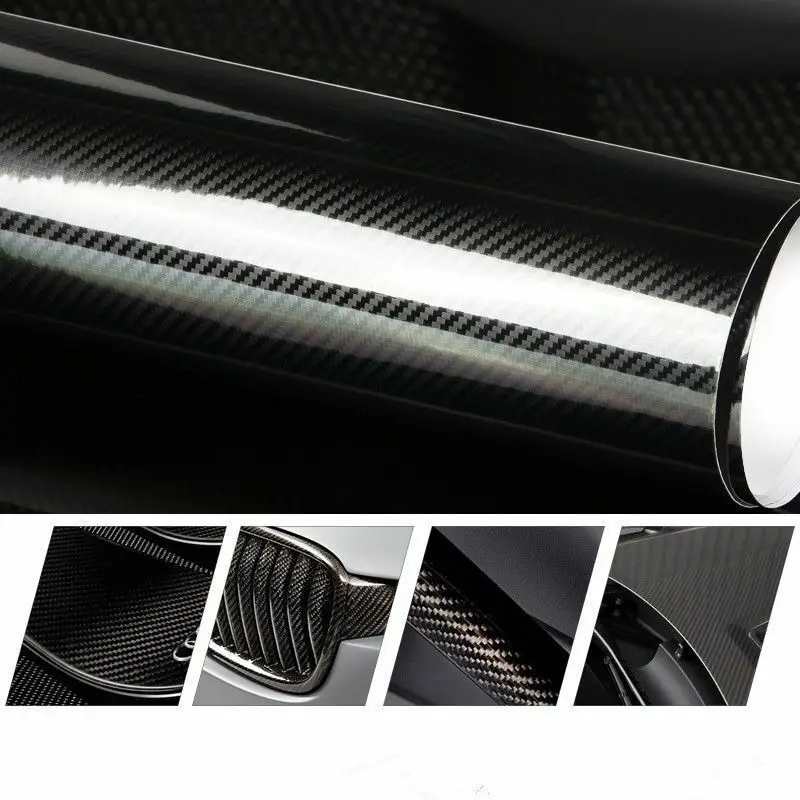 5D Black Carbon Fiber Film Automobile Styling Change Car/Vehicle Exterior Vinyl High Glossy Car Stickers With Size |
