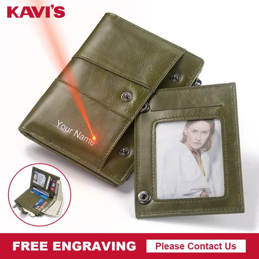 Кошелек KAVIS из 100% натуральной кожи Женский винтажный портфель с бесплатной
