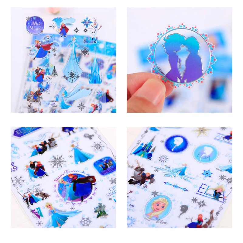 8 листов / комплект Disney Frozen elsa и Anna Princess скрапбукинг для детских комнат декор дневник украшения ноутбука игрушки 3D наклейки
