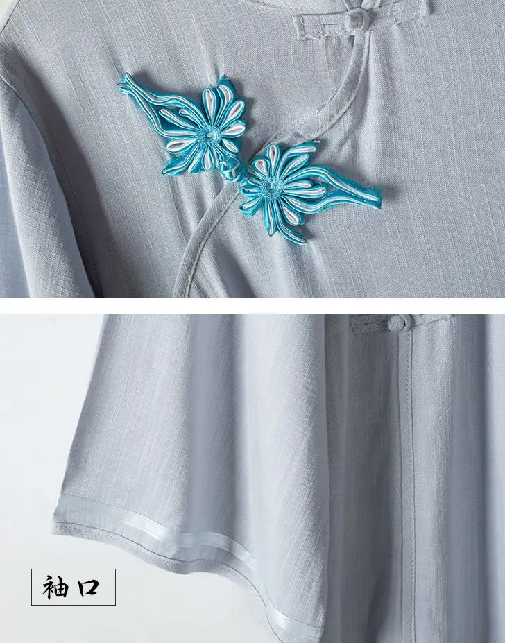 Костюмы для йоги и представлений 3 цветов Женская хлопковая льняная одежда весны