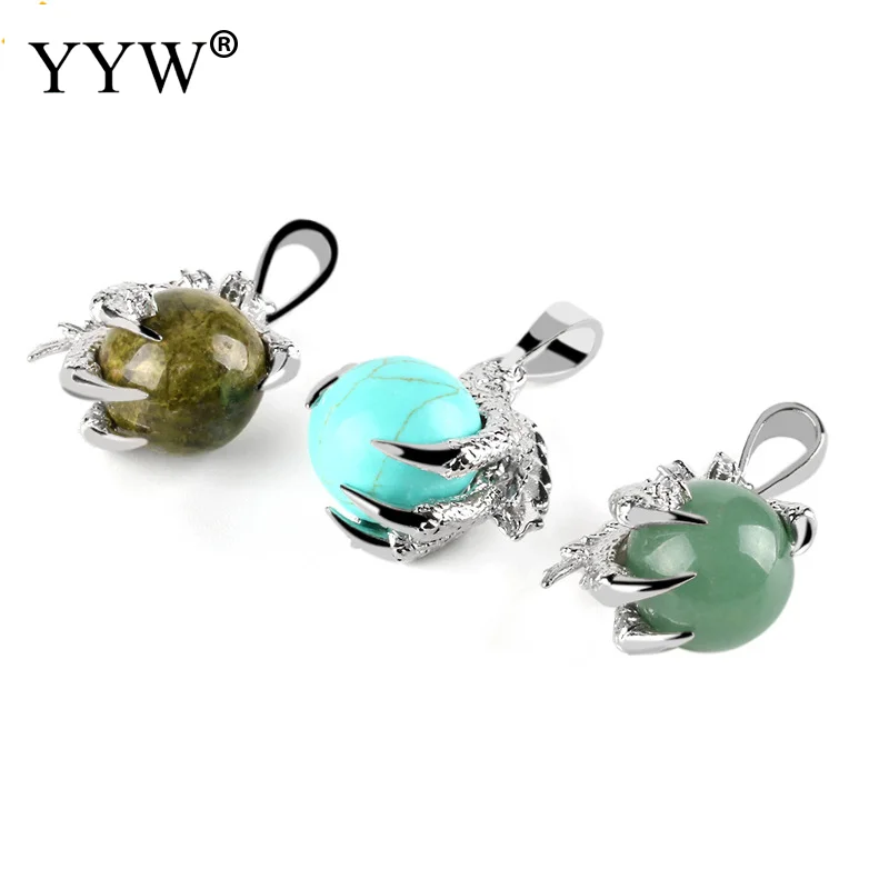 Круглый шар из натурального камня бусина с драконом коготь кристалл кулон