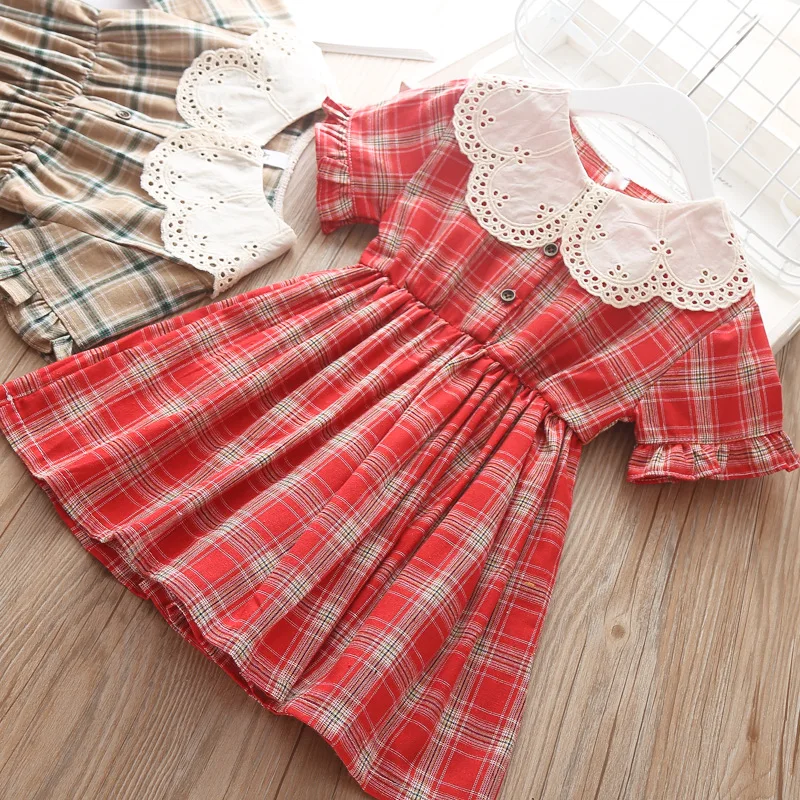 Детское кружевное платье на возраст 5 лет хлопковое в клетку | Детская одежда и