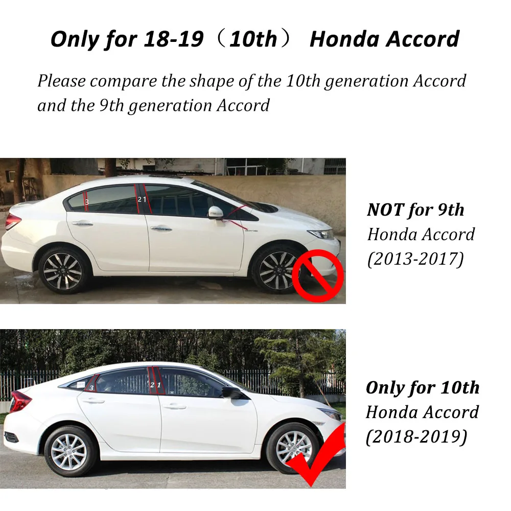 6 шт./компл. накладка на окно автомобиля для Honda Accord 10th 2018 2019 автомобильные