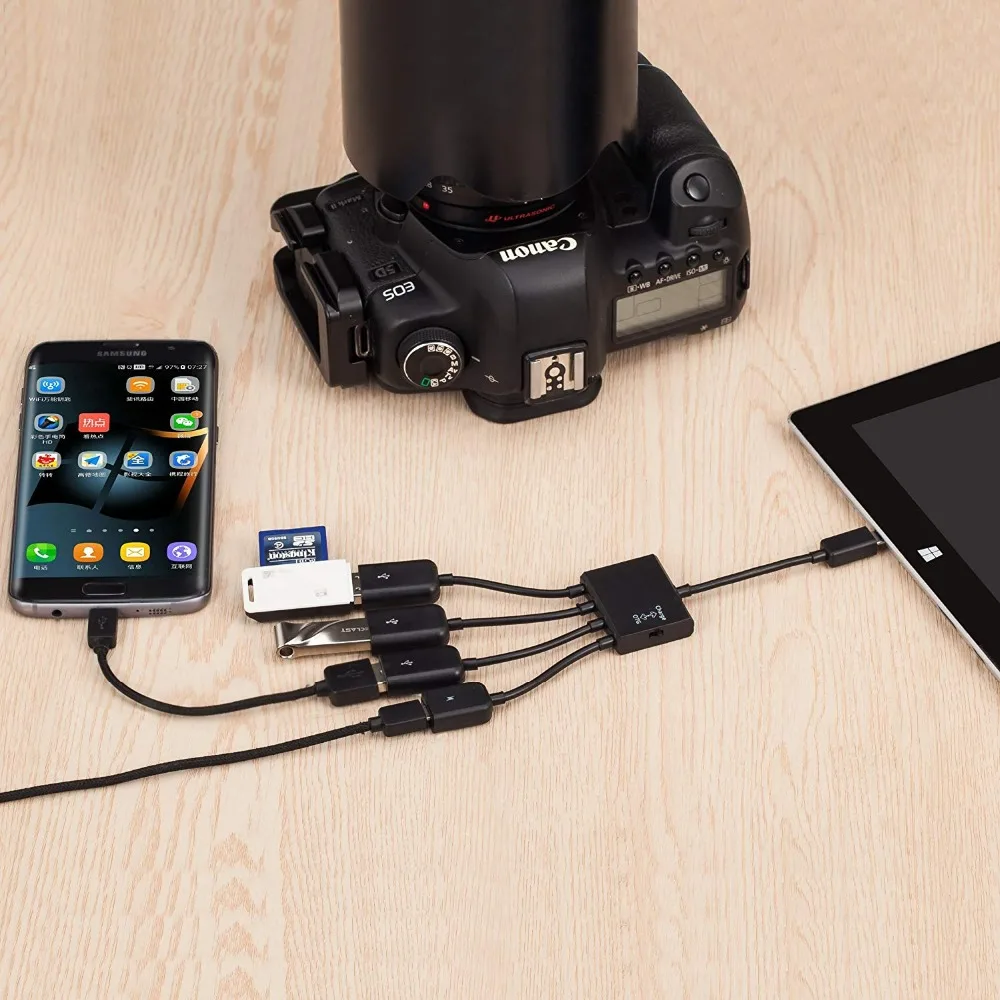 4 портовый микро USB OTG зарядный концентратор кабель переходник адаптер для