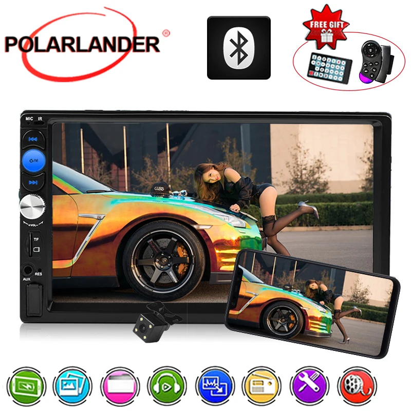 

Screen Mirroring Bluetooth MP5 MP4 Mirror Link Multi-languages Car Radio Stereo 7'' Touch Screen AUX USB TF 2 DIN