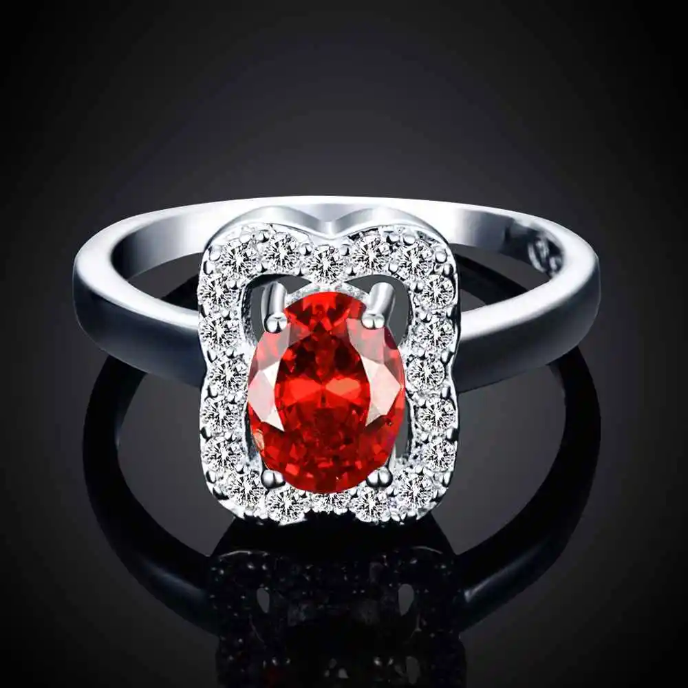 Летнее стильное серебряное кольцо светло-голубое/оранжевое/красное циркониевое