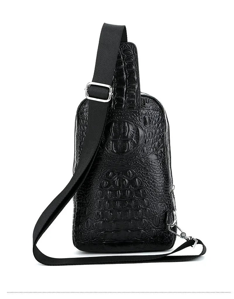 Брендовая мужская нагрудная сумка из кожи крокодила для путешествий кожаная