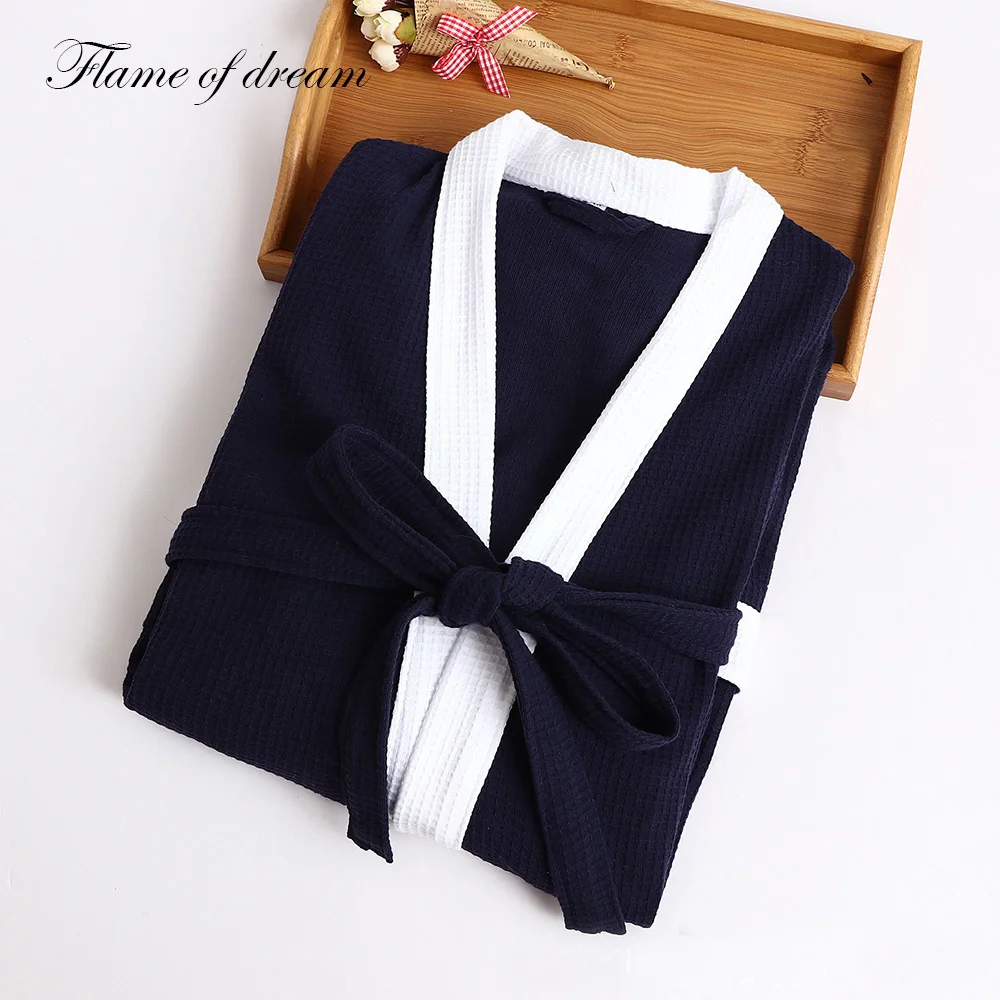 Kimono Man Pijama Masculino Ropa Sexy Hombre Bathrobe For Shower  Waffle Sleep Robe  Man's Gowns  roupao de banho 21037