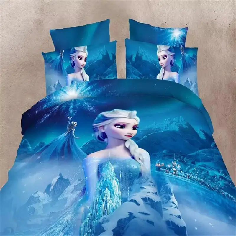 Frozen-4 Комплект постельного белья для девочек из мультфильма «Холодное сердце», «Принцесса Дисней», «Эльза», «Анна», «Холодное сердце», Комплект постельного белья, пододеяльник, простыня, наволочки, Твин, один размер, 3 шт., подарок - Цвет: Frozen-4