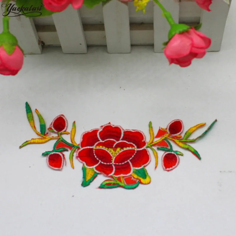 

YACKALASI 20 шт./лот 3D Цветочная аппликация термоклейкие патчи пион Цветочная отделка оптовая продажа 15*9 см