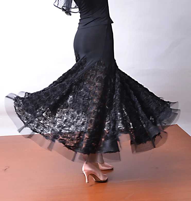 Черное женское платье юбки для фламенко сальсы юбка танцевальная одежда|ballroom dance