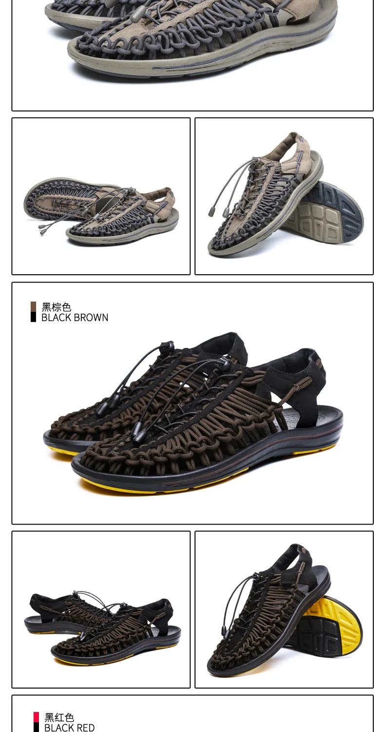 Water Shoes Beach Men's Woven New Style Leisure Sandals Tide Vietnam Rome Korean Style Mesh Slippers Breathable Summer Sandals