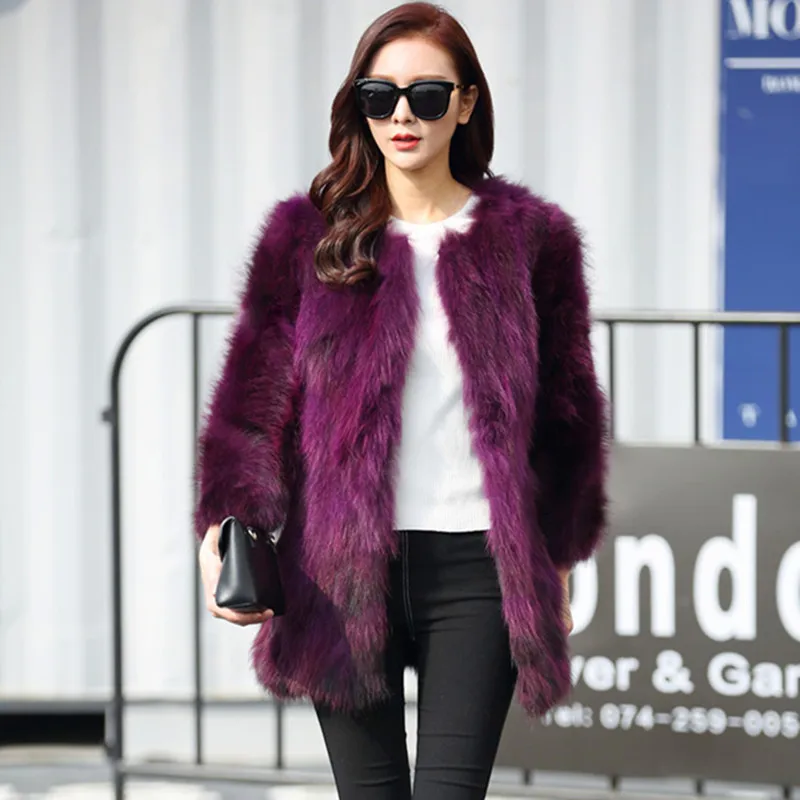 New Brand Winter Real Raccoon Coat   Natural Fur Coats For Women Winter Best Fashion Furs Jackets Multicolor