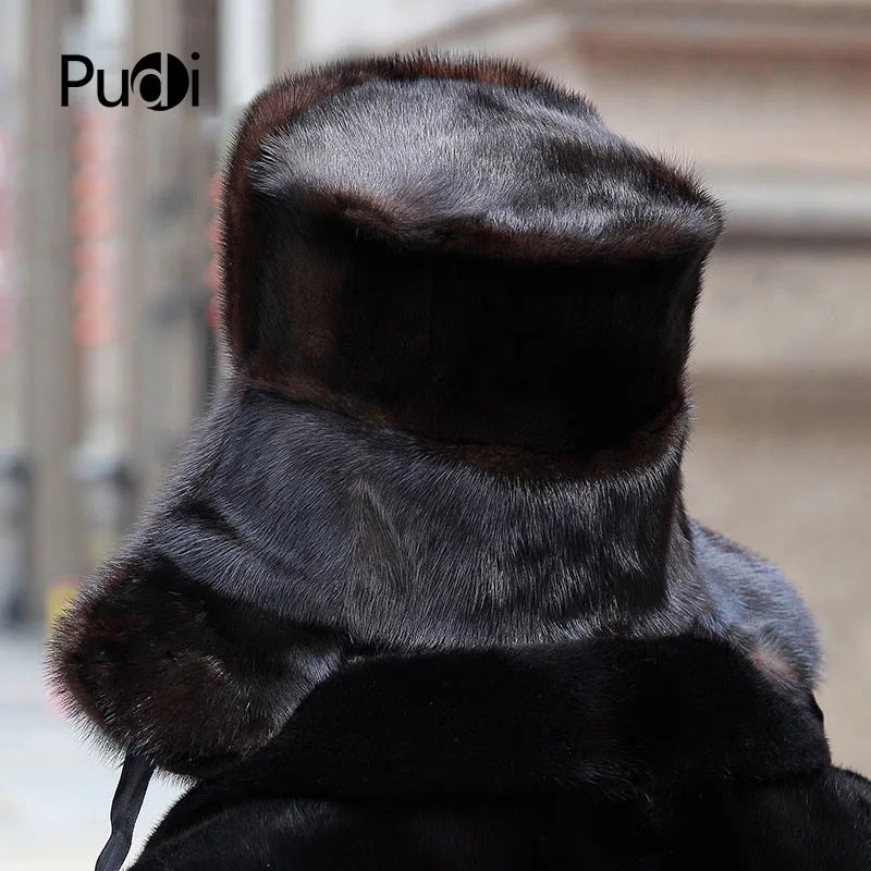 Мужская шапка из меха норки Pudi 170768 новая модная мужская теплая зимняя