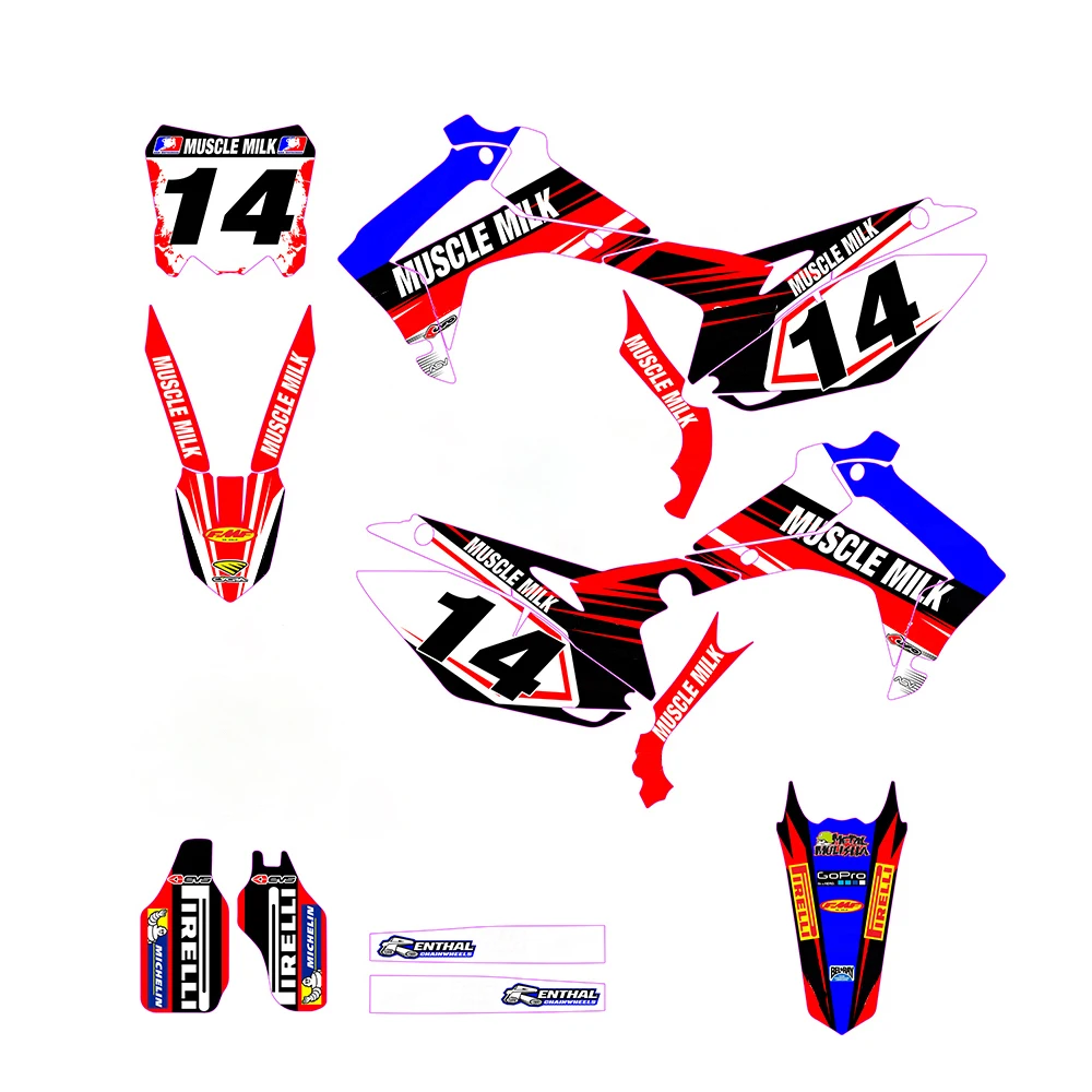 

Customized Number Gloss Team GRAPHICS&BACKGROUNDS DECAL STICKER for Honda CRF250R CRF250 CRF450R CRF450 2014 2015 2016 CRF