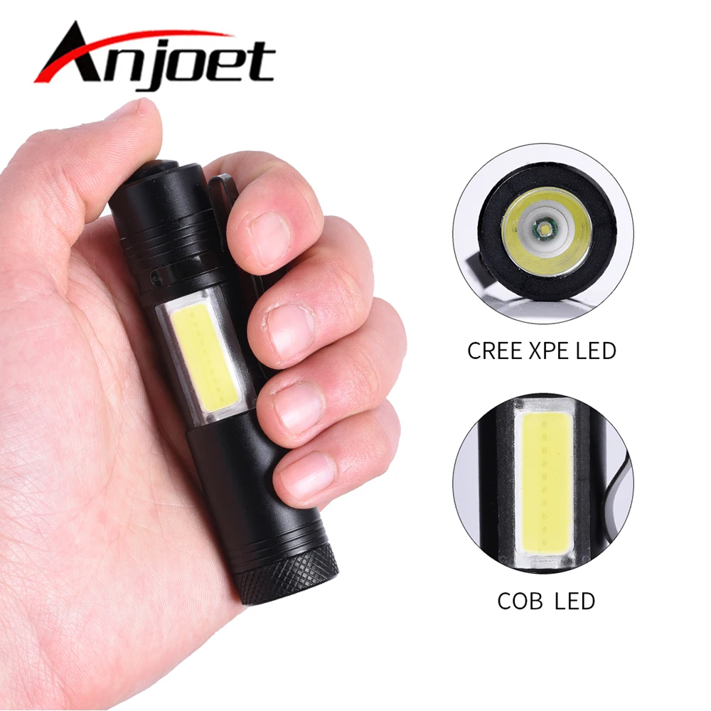 

Anjoet Flashlight CREE COB Work Light lamp Waterproof Linterna Rechargeable Lanterna by 14500 or AA Battery with pen clip camp