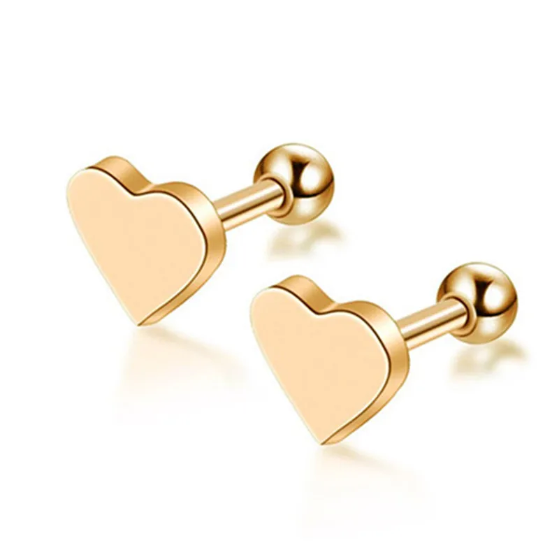 1 пара минимализм Сердце Мини Маленькие винтовые серьги-гвоздики для женщин