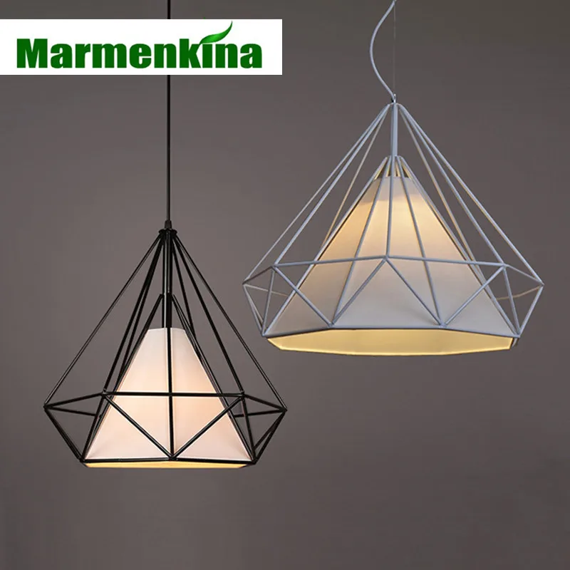 

Marmenkina Wrought Iron Cage Diamond cage Pendant Lamp Nordic Bar clothing coffee shop Restaurant E27 Pendant Lights,AC110-240V