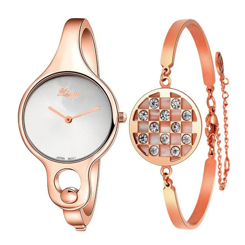 Модные женские часы золотые со стразами и браслет набор наручных часов нарядные s