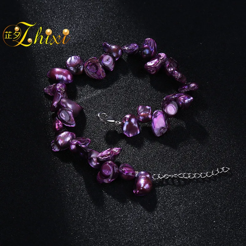 [ZHIXI] Φ настоящий пресноводный жемчуг украшения модный вечерние для женщин