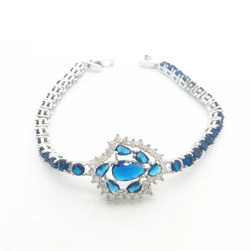 

Luxury Zirconia Bracelet Women Gift New Trendy white Gold Color Colorful AAA Zircon Flower Jewelry 18 CM Chain Bracelet