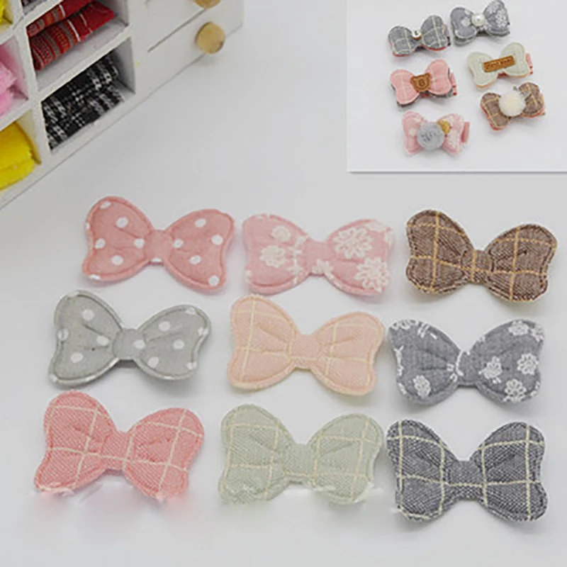 

60Pcs 3.9*2.5cm Candy-colored bows Tie Appliques for Craft Clothes Stickers Supplies DIY Hair Clips ornament