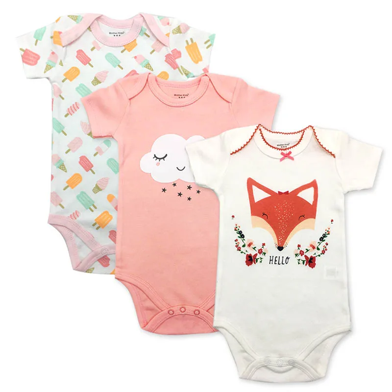 3 PCS/lot newborn baby bodysuits short sleevele clothes O-neck 0-24M Jumpsuit 100%Cotton clothing Infant sets |