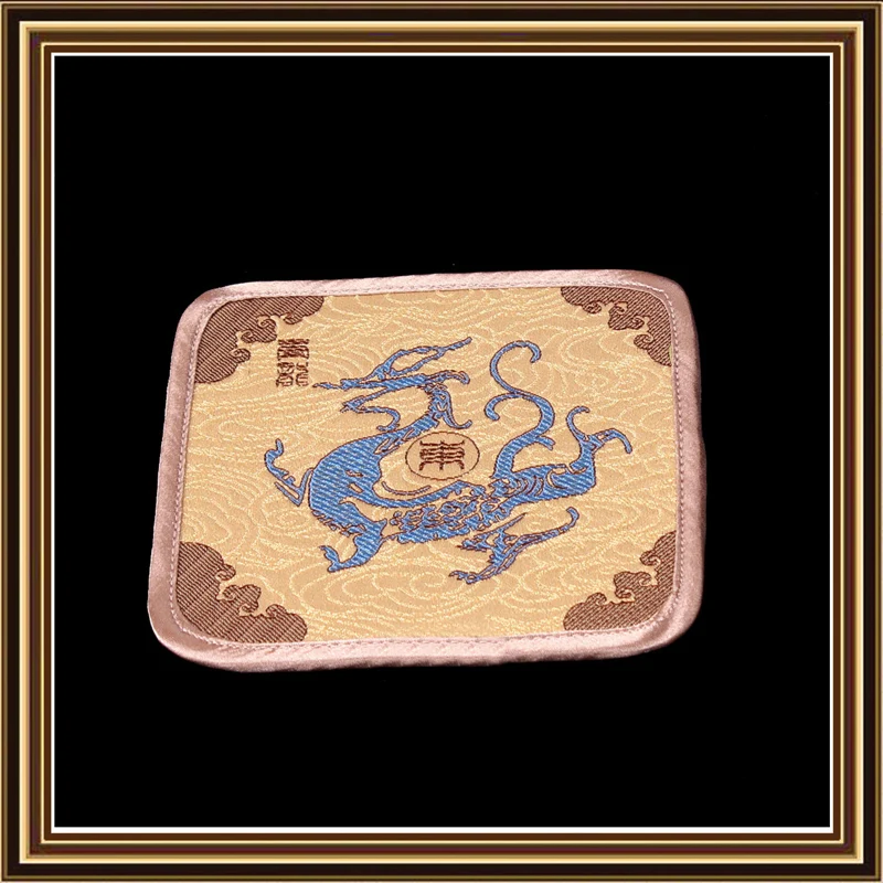 Decorative Unicorn Christmas 4 Cup Coasters Set Party Favors Chinese Silk Brocade Square Tea Coffee Coaster Monster Pad 4pcs/ | Дом и сад