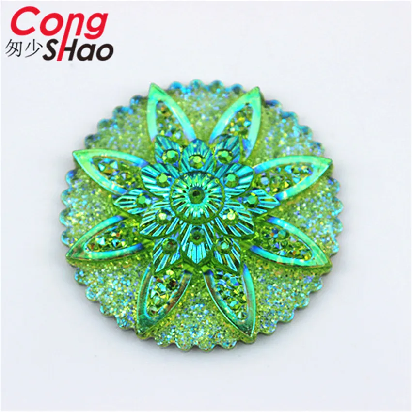 Cong shao 30 шт. 30 мм AB круглые цветы смолы горный хрусталь аппликация Flatback камни и кристаллы кнопки для рукоделия одежды DIY CS528