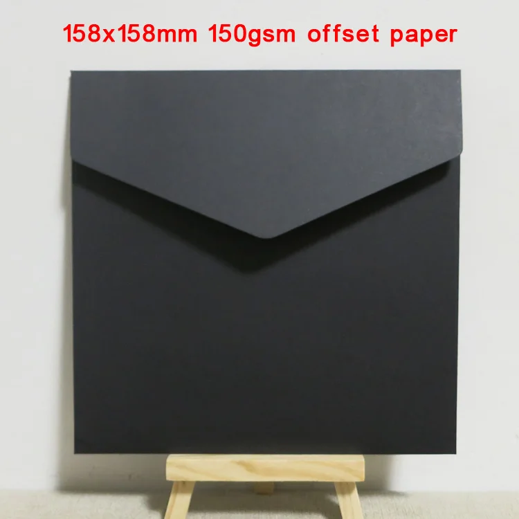 158x158mm 150g 50 шт черные конверты разных размеров доступны простые черные конверты - Цвет: 158x158mm 150g