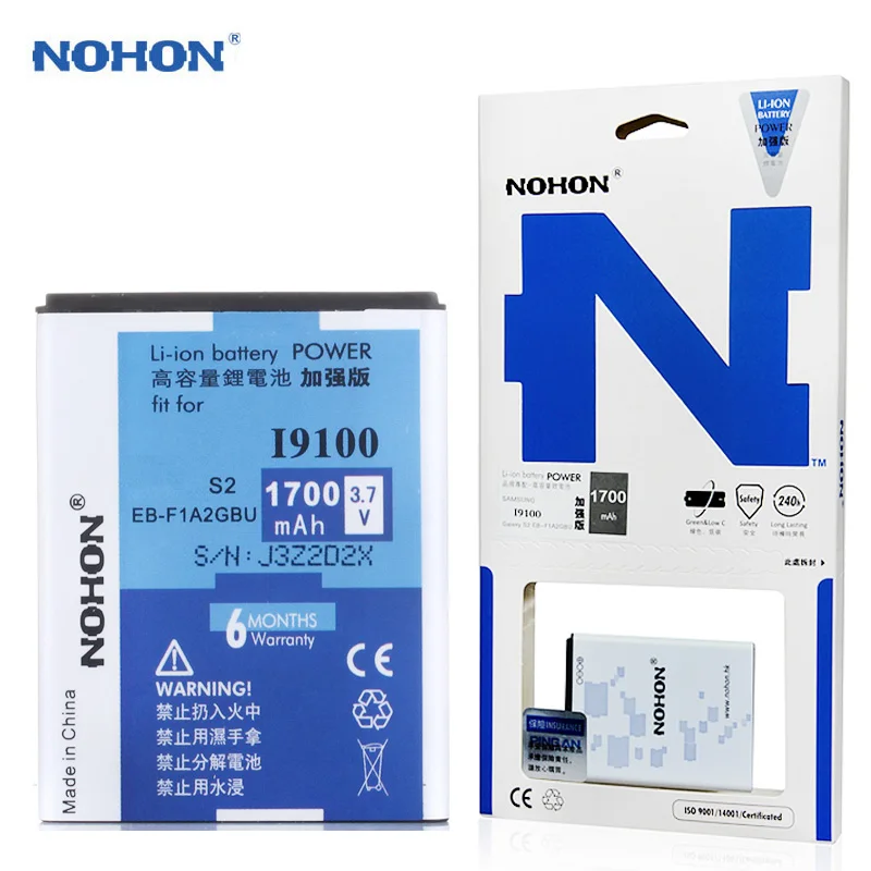 Оригинальный nohon EB F1A2GBU Батарея для Samsung Galaxy S2 Z R I9100 I9103 I9188 I9108 i9101 i777 1700 мАч Замена