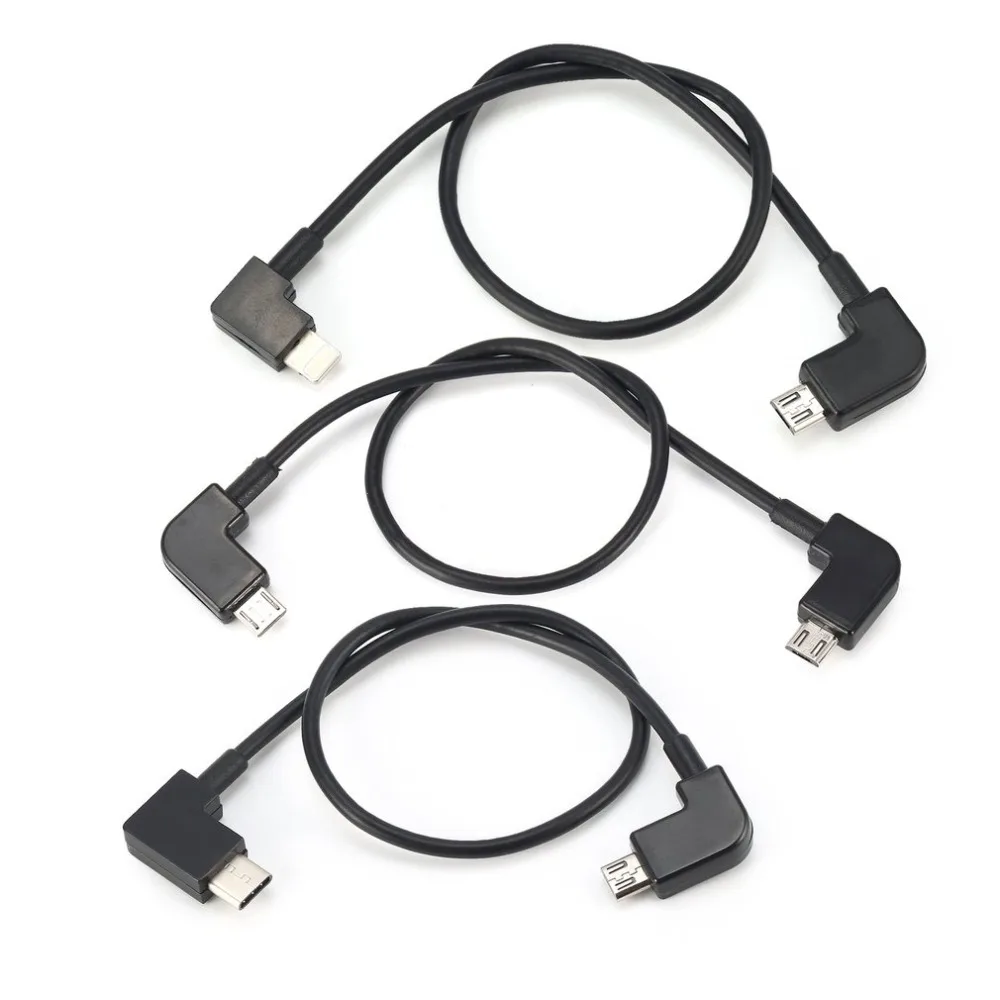 3 шт. Micro USB кабель для передачи данных линии для освещения/Тип C/Micro USB для DJI Spark Mavic Pro воздушный контроллер для смартфона