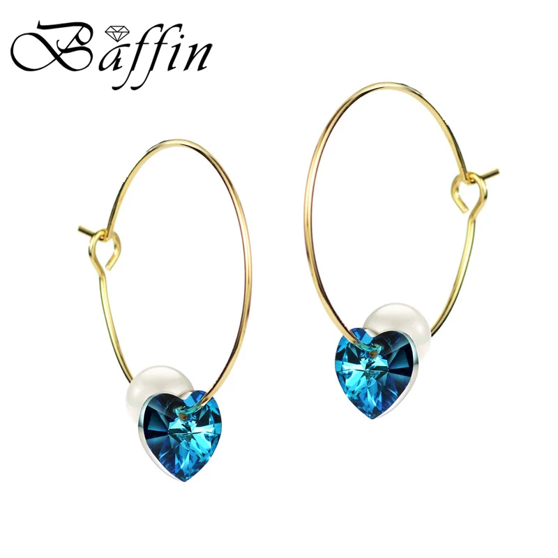Женские серьги кольца с имитацией жемчуга в форме сердца|hoop crystal earring|crystal hoop