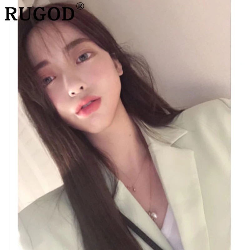 Женский однобортный пиджак RUGOD ins зеленый в Корейском стиле для офиса свободный |