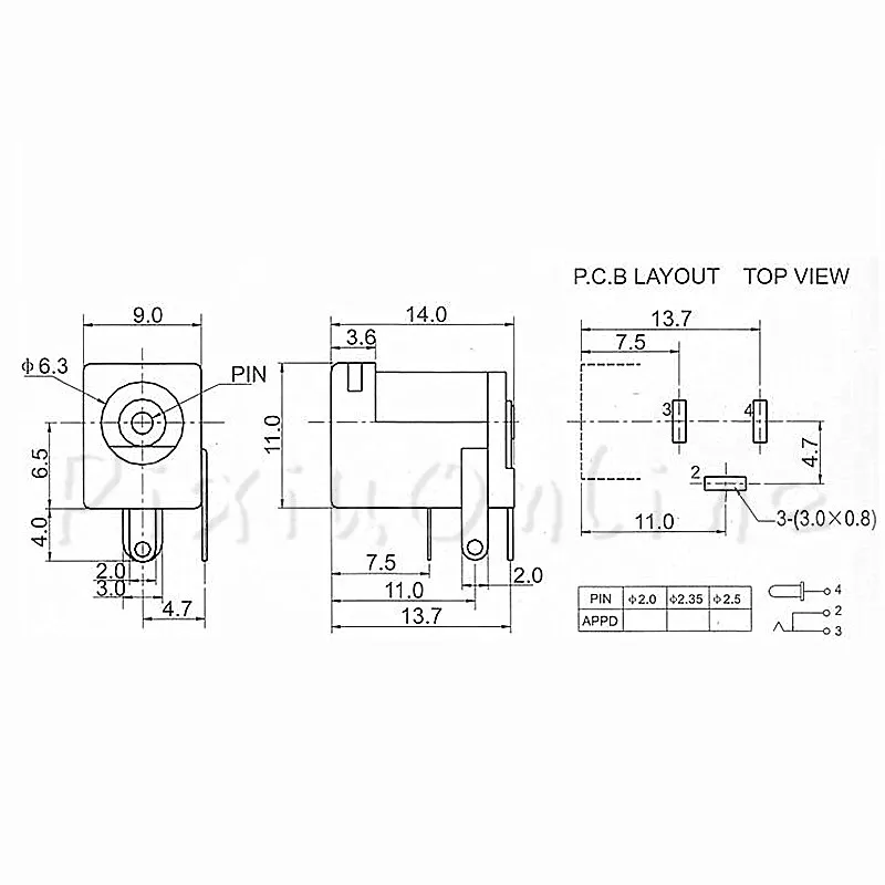 10 шт. ST089 DC 005 5 5*2 1 мм разъем питания 3Pin DC005 Бесплатная доставка|socket connector|5.5*2.1mm
