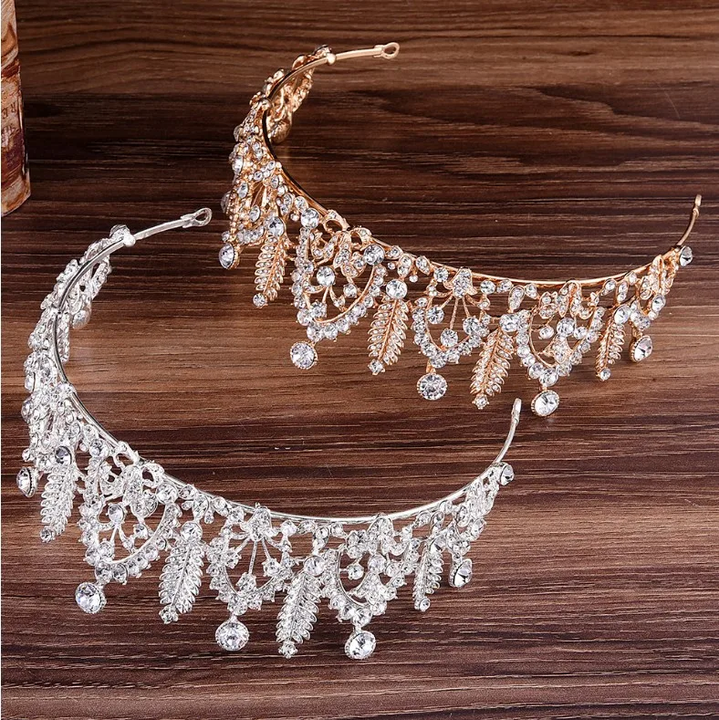 Новые золотые свадебные диадемы Короны хрустальные стразы головной убор для