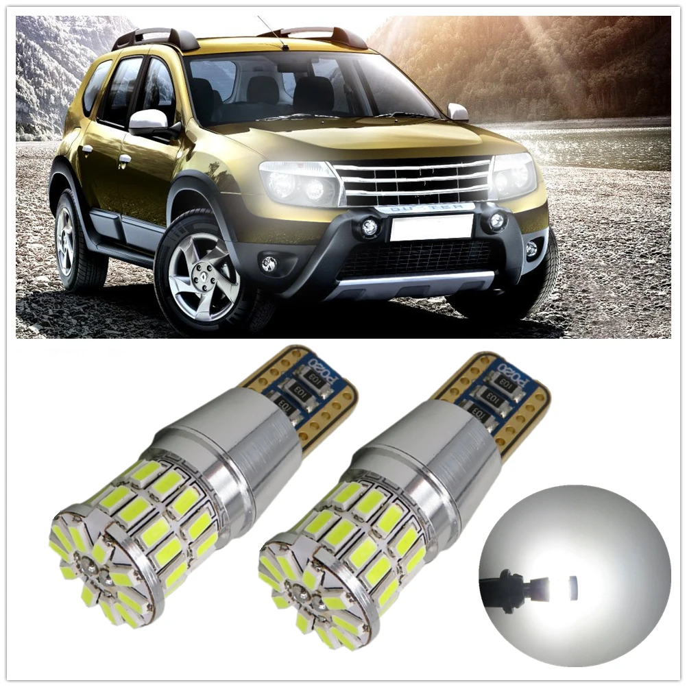 WLJH 2x T10 W5W светодиодный Белый ошибок габаритный фонарь Парковка лампа для Renault Duster
