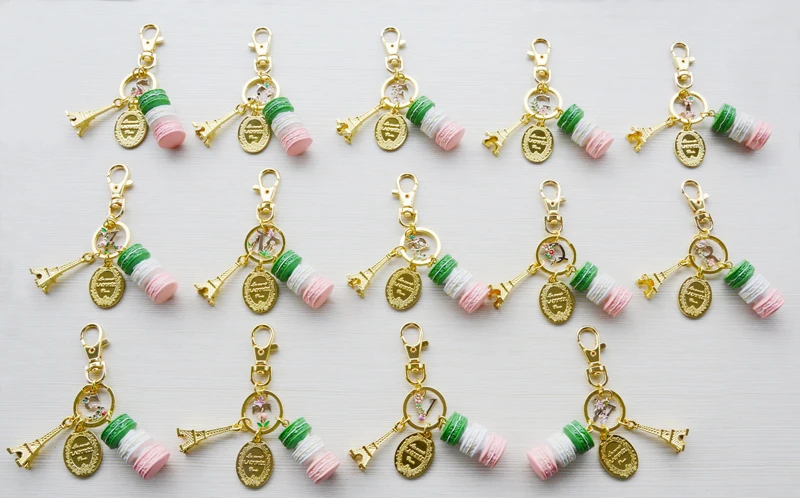 KC15 брелок для ключей Франция Macaroon Effiel Tower с зеленым английским 26 буквами D F G I