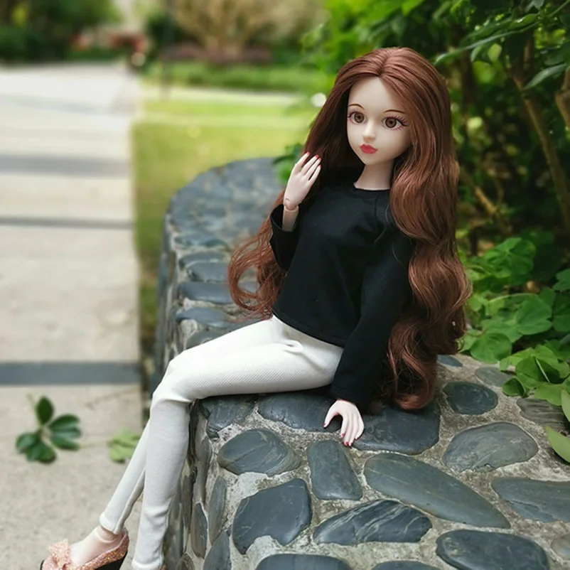 Одежда для кукол 1/4 дюйма белая/Розовая/оранжевая/черная/синяя длинная футболка в