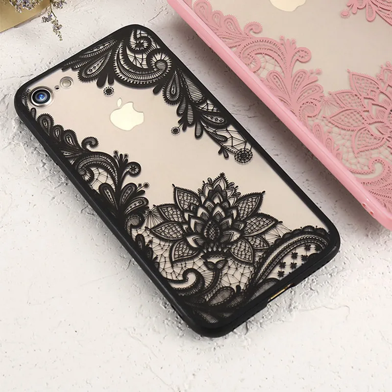 Lace Phone Case For Apple iPhone X XR XS MAX Luxury Flower Patterned Sexy Silicone Shell 7 6 6s Plus |