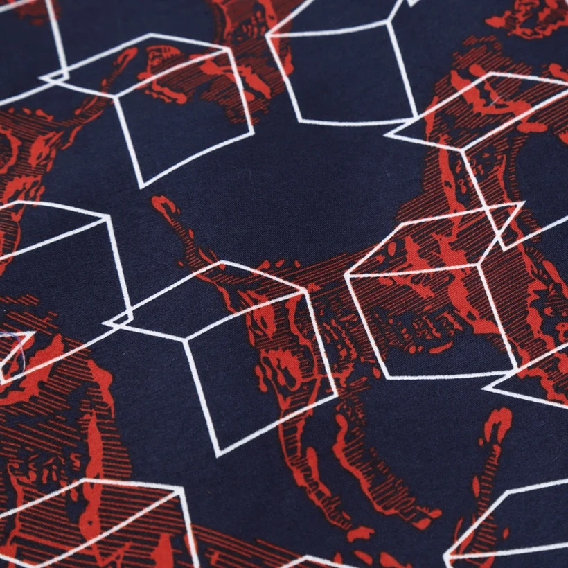 Fashion Men's Printed smart Casual Slim fit Long sleeve geometric animal printes red blue Plus size M~5XL 6XL 7XL Shirt | Мужская
